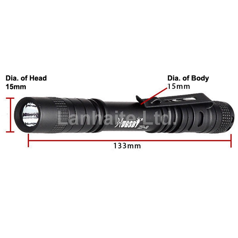 Hugsby XP-2 Cree XP-E R3 85 lúmenes linterna LED de 1 modo-negro (2x AAA)