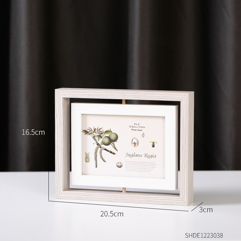 6/7 Inch 360 Degree Rotation Photo Frame Wooden Photo Frame Family Portrait Nightstand Desktop Square Picture Frames Home Decor: Light Gray 6 Inch