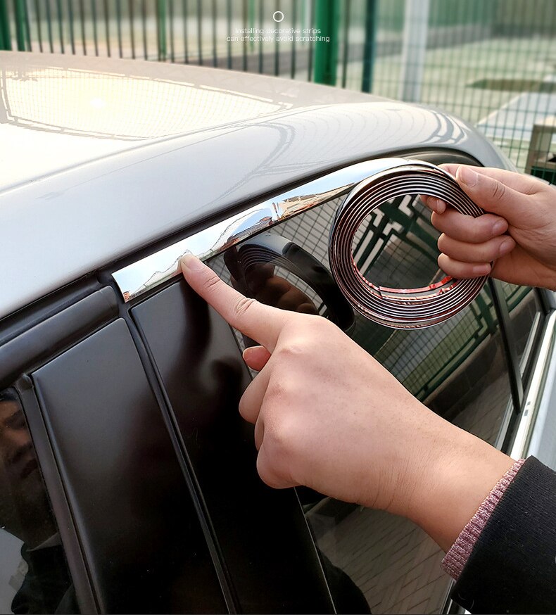 Cinta protectora de parachoques para puerta lateral de coche, cinta autoadhesiva plateada Universal de 6/8/10/15/20/30MM, moldura de tira cromada para Decoración: Estilo 29