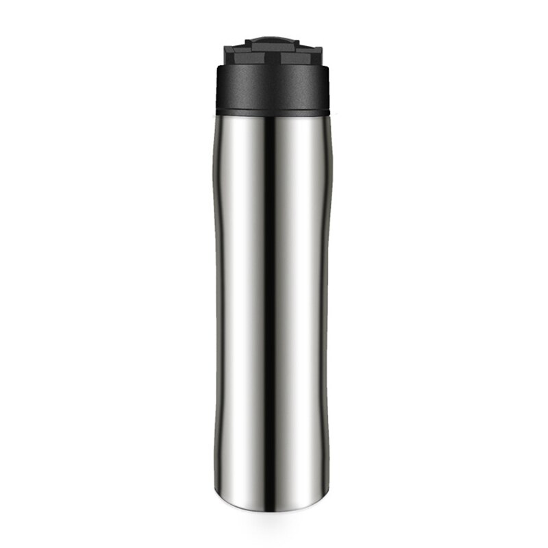 Edelstahl Tragbare Kaffee Presse Hersteller Reise mit Kaffee Kolben Filter Doppel Zauberstab Vakuum Becher Topf Silber