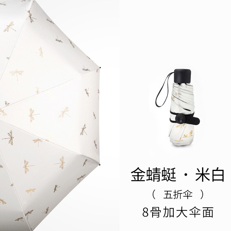 50% pocket sun umbrella sun protection ultraviolet sunshade folding women small portable sunny rain dual-use umbrella: 8 bonesF