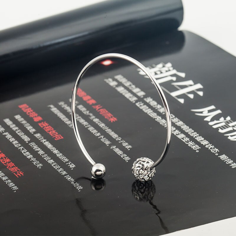 Women' Simple Cuff Bracelet Bangles Geometric Opening Lady Bangles Hollow Ball Bracelet Personality Statement Jewelry