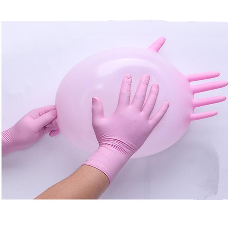 Guantes desechables de látex de goma Rosa dingqing, guantes de comida experimentales resistentes al ácido y a los álcalis para catering, belleza dental