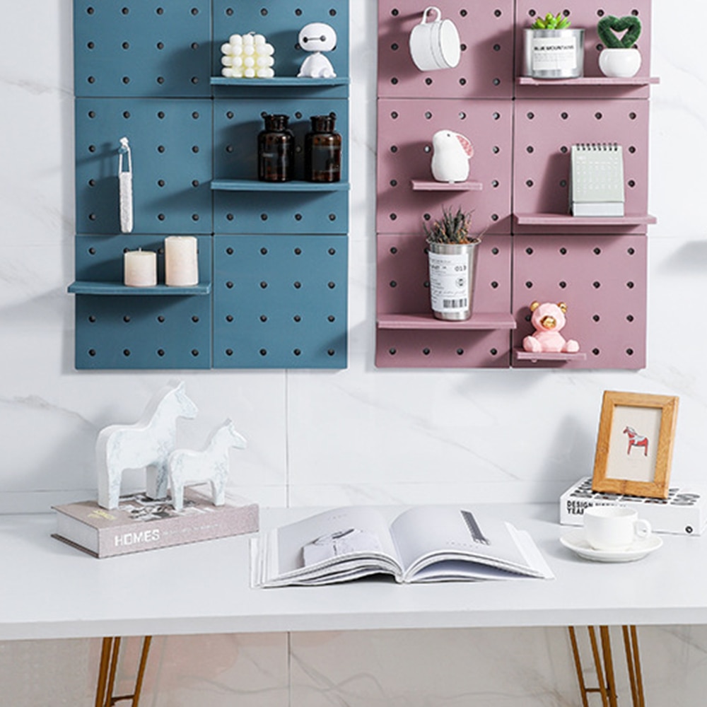 Floating Shelves Wall Mount Shelf Pegboard Organizer Storage Racks Plastic Decorative DIY for Living Room Kitchen Bathroom