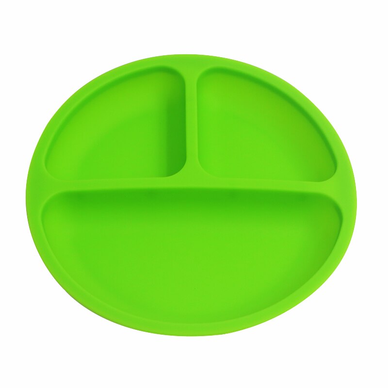 Baby silikone spiseplade toddle bordservice køkken frugt retter børn fodring middag tallerkener skåle spise skål anti-fall bakke: Plade grøn