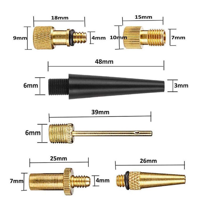 Lot de 14 embouts de conversion de valve de vélo, adaptateur de valve presta vers schrader, aiguilles de pompe à vélo sv av dv, convertisseur de valve de vélo