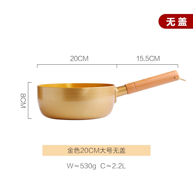 Pentola da neve in stile giapponese, stufa a gas per uso domestico per zuppa di pasta bollente, pentola di pasta istantanea, pentola di latte calda, vaso di fiori antiaderente: 20CM  oro