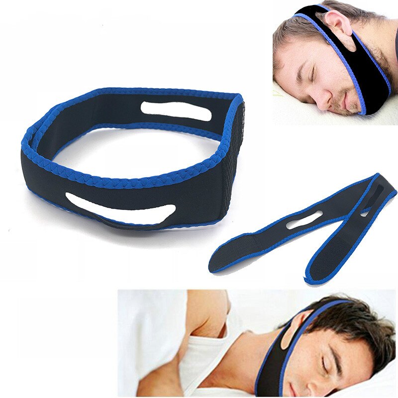 Neoprene Anti Snore Stop Snoring Chin Strap Belt Anti Apnea Jaw Solution Sleep Support Apnea Belt Sleeping Care Tools: Blue