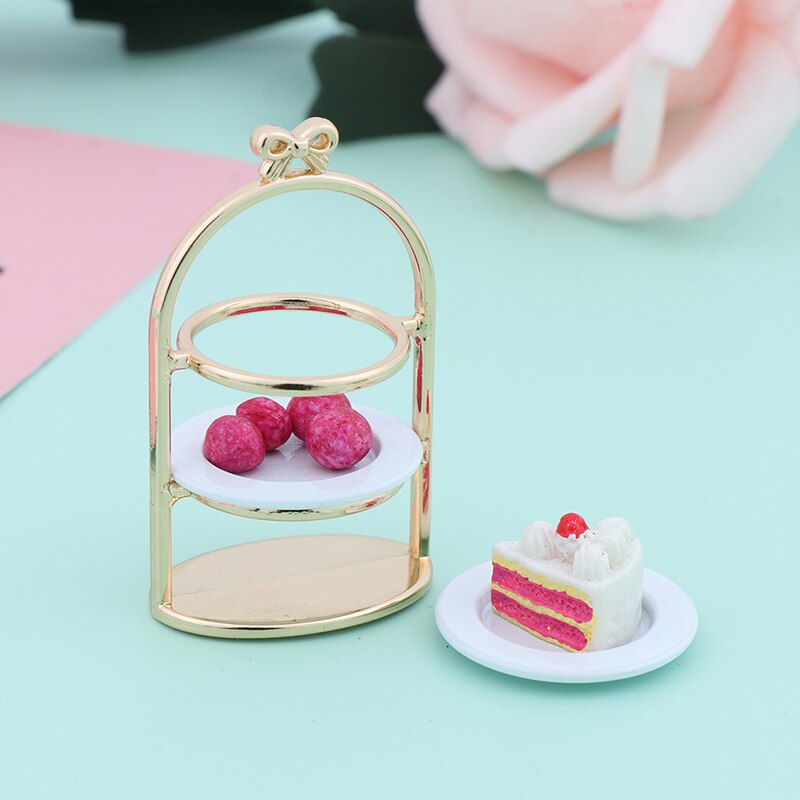 1PCS 1/12 3D Miniature Food DIY Craft For Dollhouse Mini Cute Dessert Pan Cake Stand Fruit Tray Doll Kitchen Toys