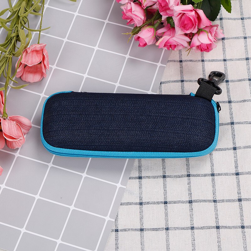 Glazen Doos Denim Stof Rits Zonnebril Bescherming Container Creatieve Rits Potlood Tas Schooltas Briefpapier: Blauw