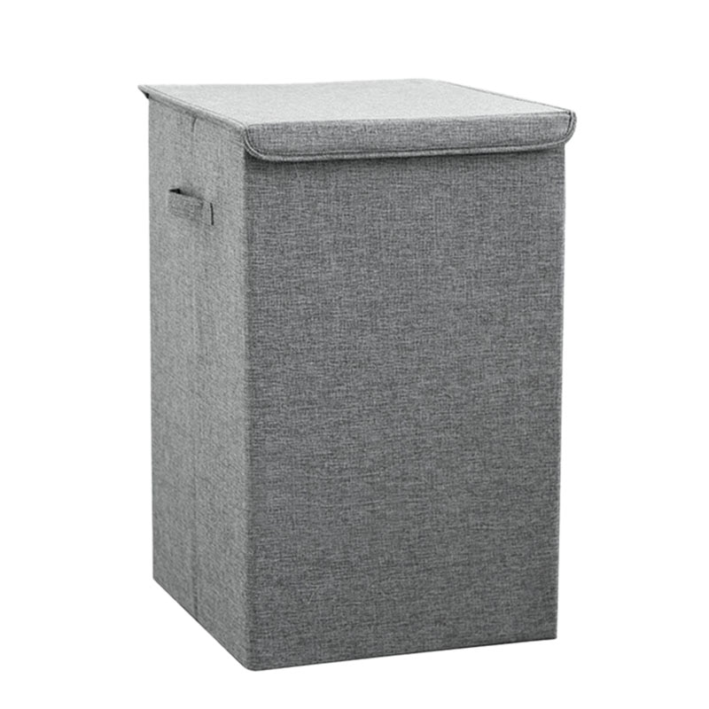 Cotton Laundry Basket with Cover Bathroom Laundry Basket Large Kitchen Storage Basket Home Collapsible Waterproof: L / Grey
