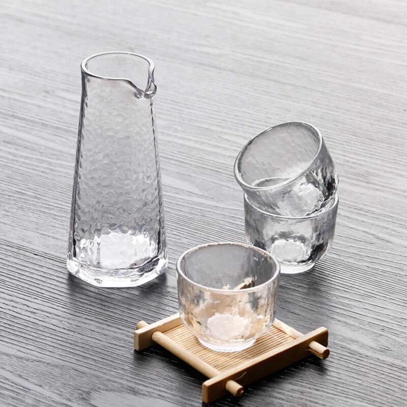 Japanese Glass Sake Set One Jug Four Glasses Crystal Spirits Cups Sake Jug White Wine Glass Wine Set Yellow Wine Glass