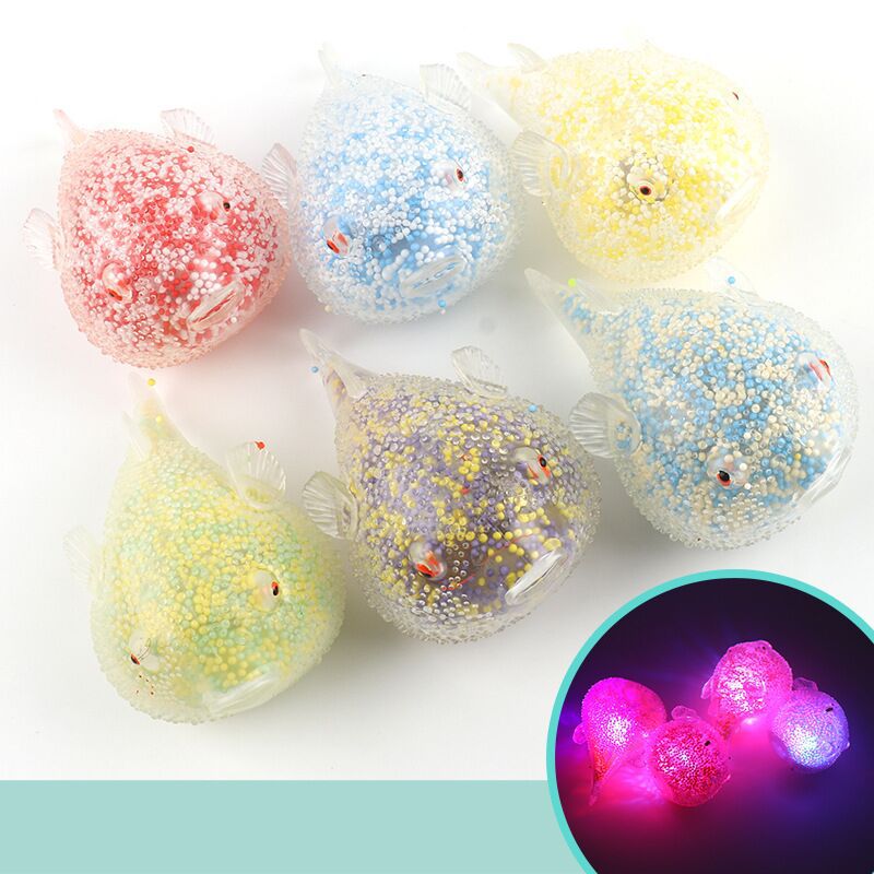 Fidget Jouets pour Enfants Balle Anti-Stress Pieuvre Balle Rougeoyante Lampe Évent Jouets enfants Jouet Spongieux: puffer fish