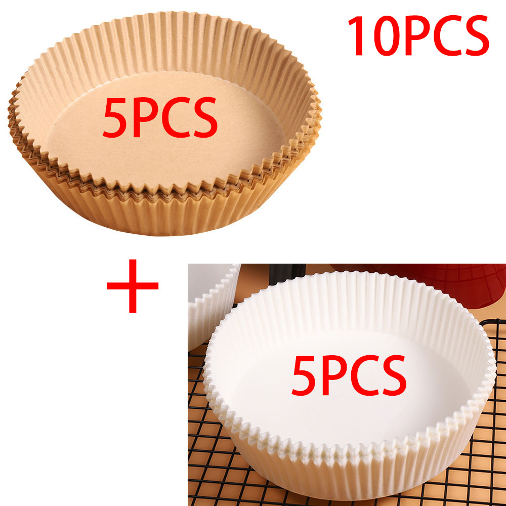 10/25/50Pcs Papel Airfryer Bakpapier Wegwerp Papier Liner Non-stick Olie-Proof Oven pad Kom Mand Keuken Accessoires: 5Coffee and 5White