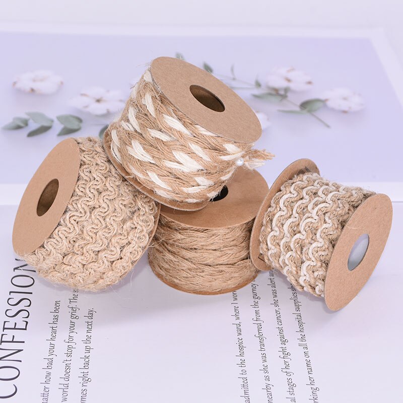 5Meter 5-10Mm Vintage Natuurlijke Jute Jute Lint Hennep Kant Handgemaakte Geschenkverpakking Jute Hennep Gevlochten Touw home Decor Diy Craft