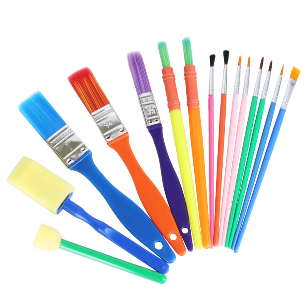 15pcs Kids Art And Craft Painting Drawing Tools Mini Sponge Brush Set Painting Brush Set Fun Kits Early DIY Learning For Artists