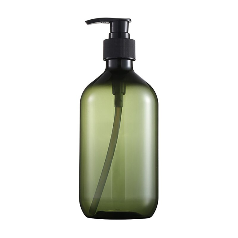 300/500ml plastik sæbe flaske brun badeværelse shower gel genopfyldelige flasker shampoo vask hår balsam lotion presse dispenser: Grøn 500ml