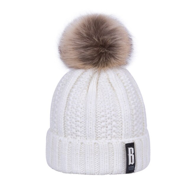 Wintermuts dames gebreid plus fluwelen winter warme muts dames effen kleur pompon muts meisjes kleding accessoires: 15