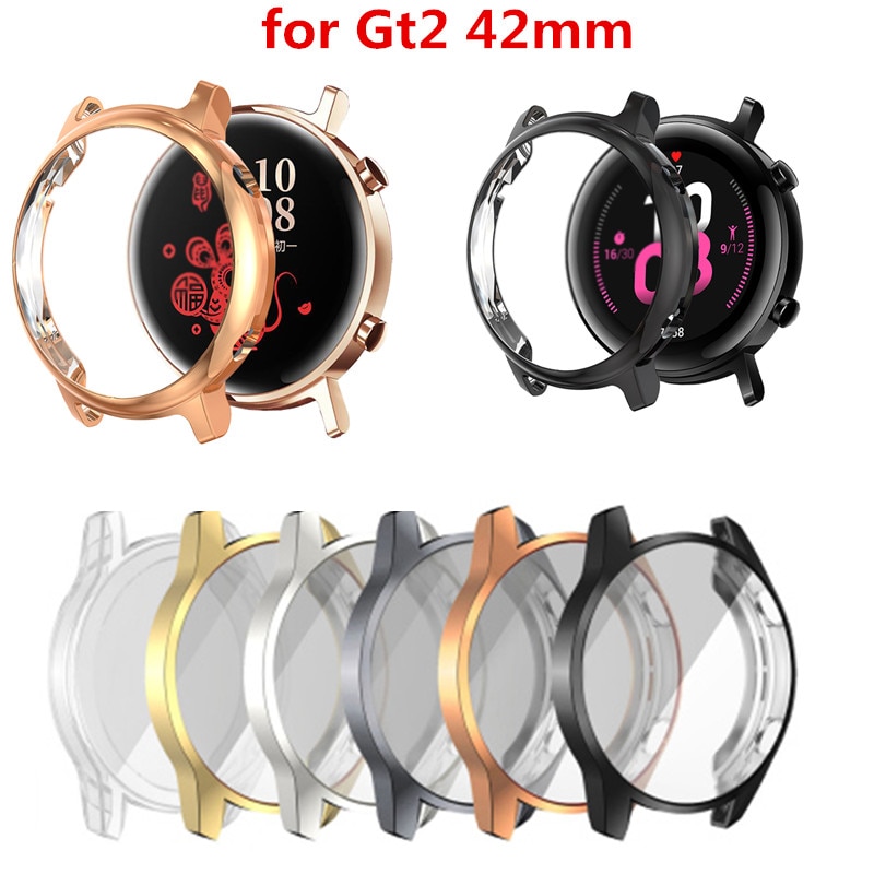 Ochraniacz ekranu 2w1 + pokrowiec do zegarka Huawei gt3 gt 2 42mm osłona zderzaka HD pełna osłona ekranu Coque