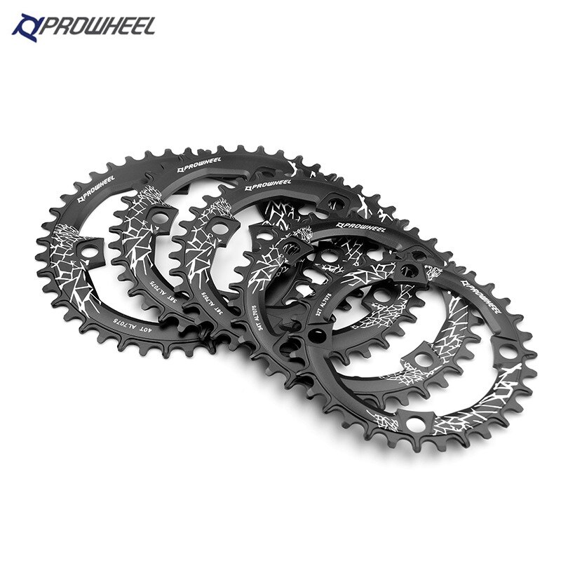 PROWHEEL Mountain Bike Round Narrow Wide Chainring 32T 34T 36T 38T 40T MTB Bicycle Crankset 104 BCD Aluminum alloy Chain Wheel
