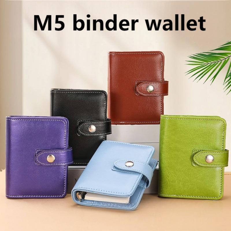 M5 PU Leather Binder Wallet Cover Savings Wallet Folder 5-Ring Refillable Notebook Planner Hardcover Budget Binder Organizer
