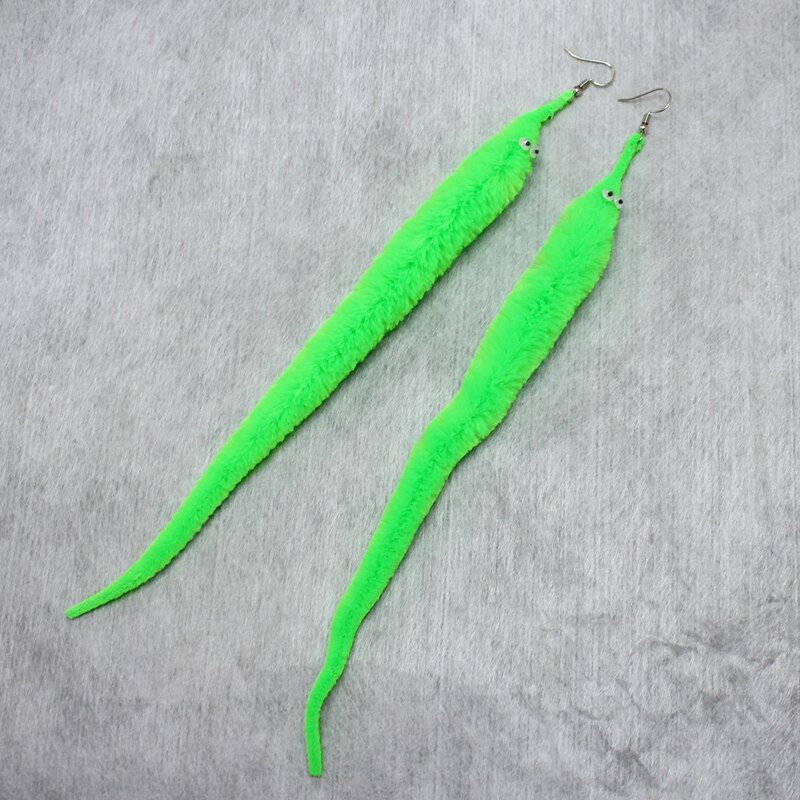 1 Pair Colorful 'Worm on A String' Earrings Caterpillar Funny Animal Earrings Party Jewelry: green