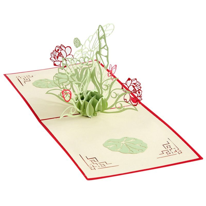 3D Pop-Up Cards for Girl Kids Wife Husband Romantic Red Flower Handmade Card Greeting Card Postcards Valentine's Day CardB