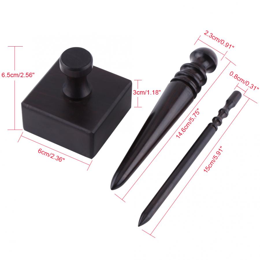 3 Types Black Wood Muiti-size Polish Leather Edge Burnisher Craft DIY Kit Tool Leather Craft Tool Polished Grinding Tool