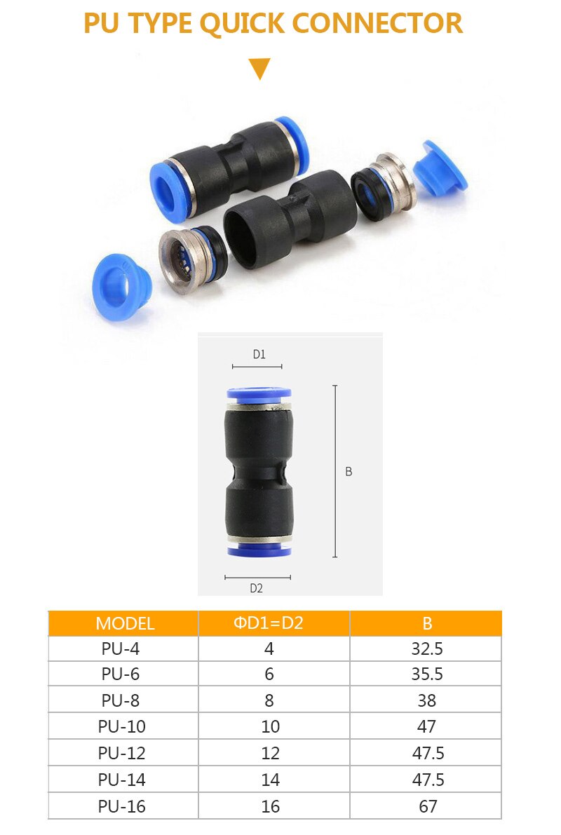 1PCS Pneumatic Fittings PU/PG 4mm 6mm 8mm Straight Push in Fitting Air Quick Connector Plug Socket Air Water Hose Tube Fittings