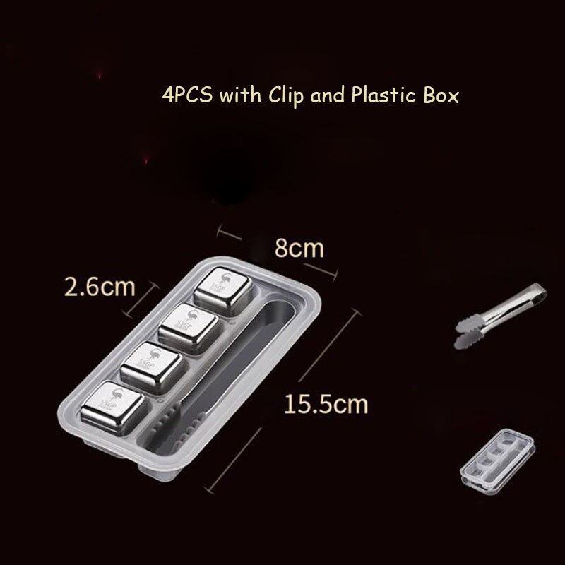 304 Stainless Steel Ice Cubes Reusable Metal Chilling Stones With Whisky Keep Cold for Bar KTV: C