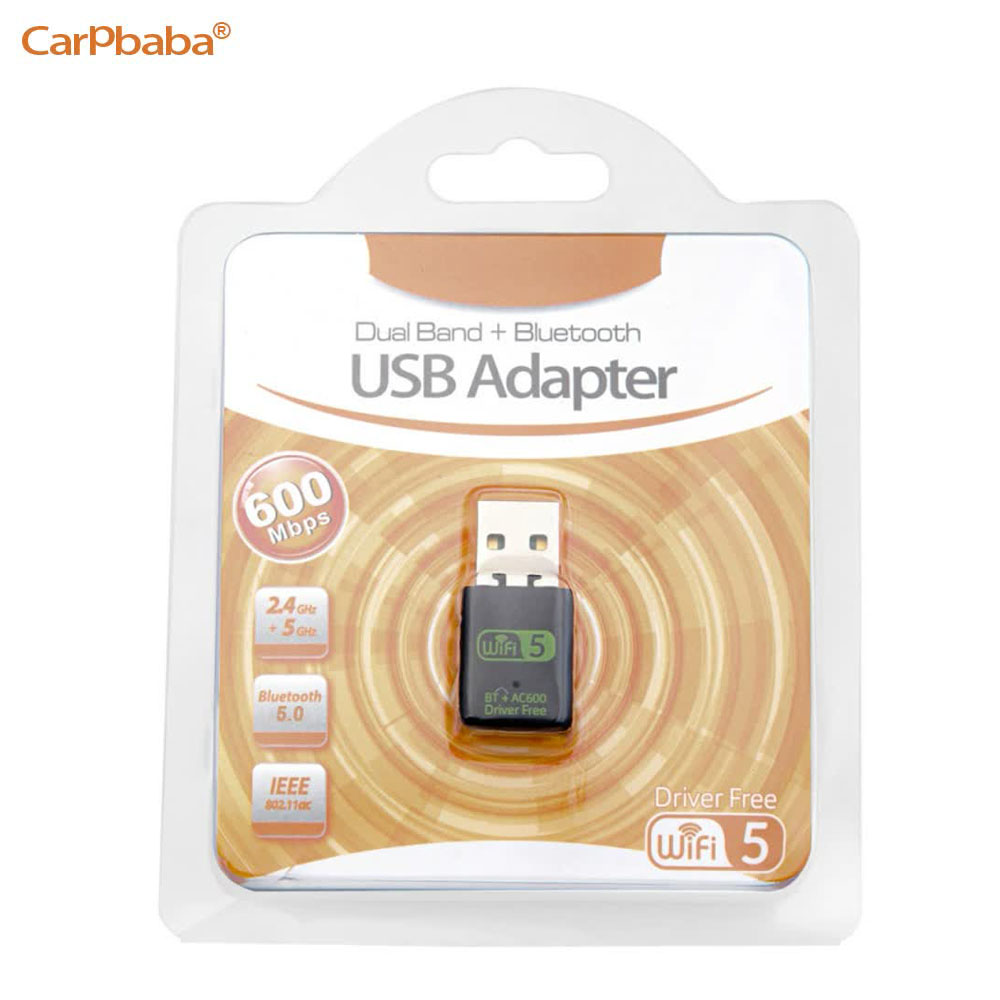 Adapter USB WiFi Bluetooth 600 Mb/s Dual Band 2.4/5.8 GHz Bezprzewodowy Zewnętrzny Odbiornik RTL8821CU Wi-Fi Dongle do PC/Laptopa/Komputera Stacjonarnego: Default Title