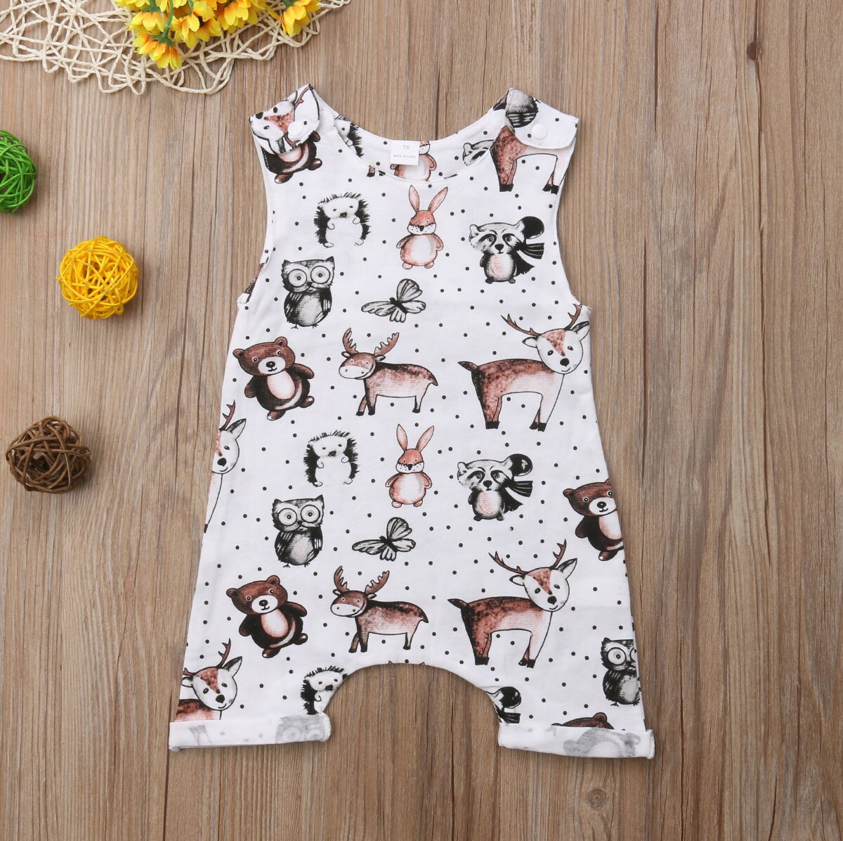 Dierenprint romper zomer peuter baby meisjes jongens kleding mouwloze katoenen jumpsuits katoenen romper outfit 0-24m