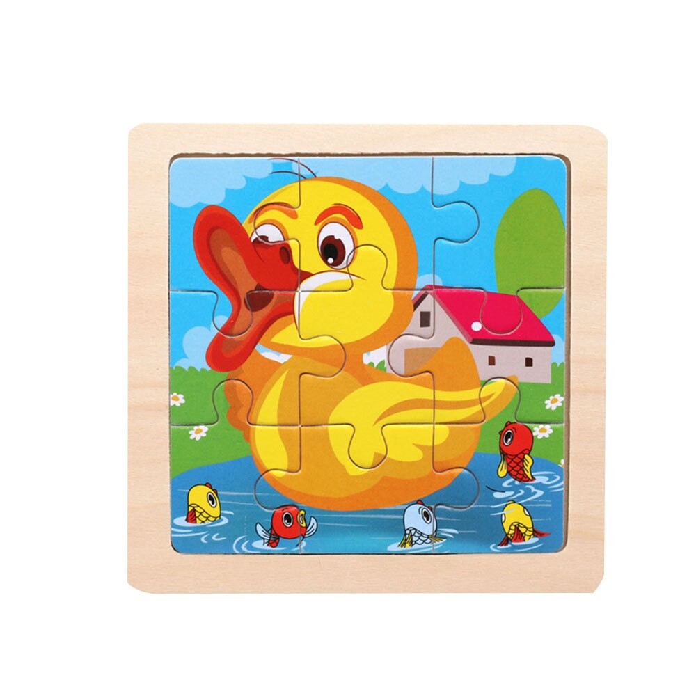 3D Wooden Puzzle Toy 9Pcs Baby Cartoon Animal Puzzle Toys Wood Jigsaw Puzzles Children Educational Toy Kids