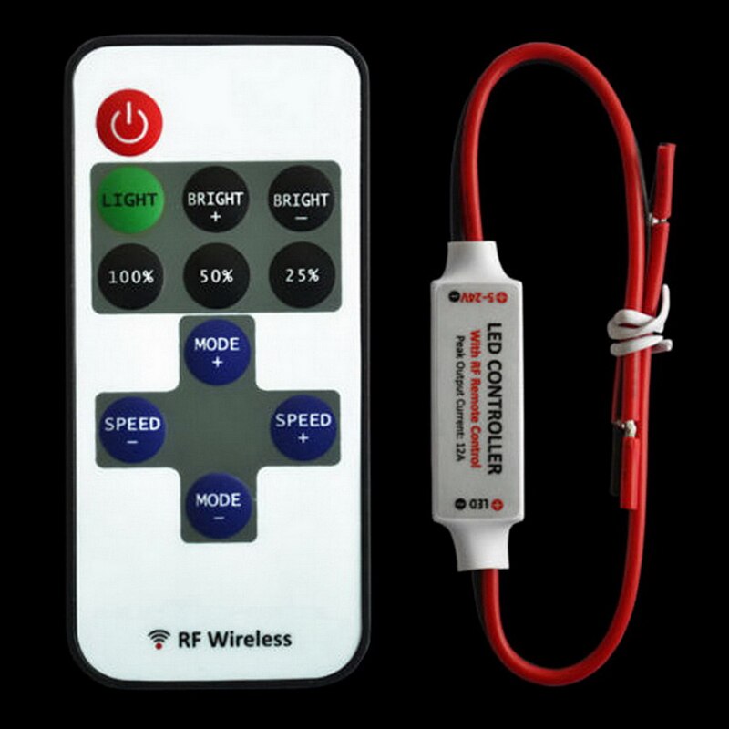 1 Set 11 Key RF Wireless Remote Switch Controller LED Dimmer for Mini LED Strip Light Mini In-line LED Light Controller