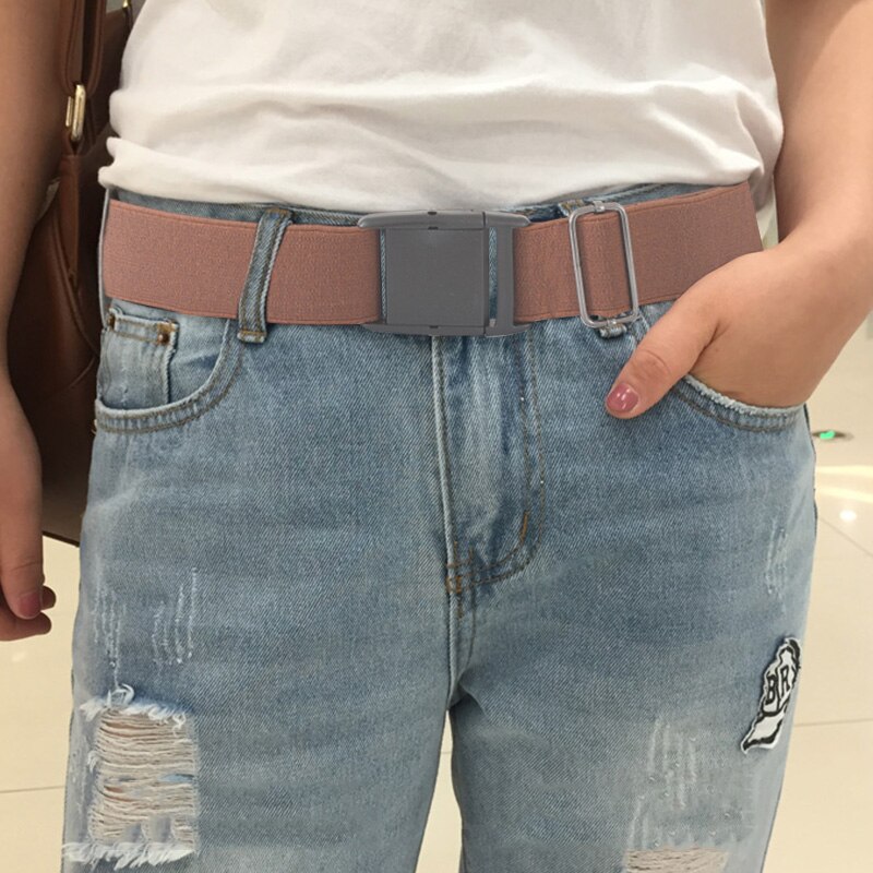 Elastiske bælter kvinder mænd usynlig talje bælte til jeans bukser justerbart spænde bælte unisex voksne matchende ensfarvet kanvas