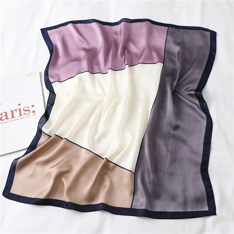 Bufanda de seda Lisa para mujer, banda para el pelo para la oficina, pañuelo para el cuello, corbata cuadrada de 70cm, pañuelos de: FJ201-4