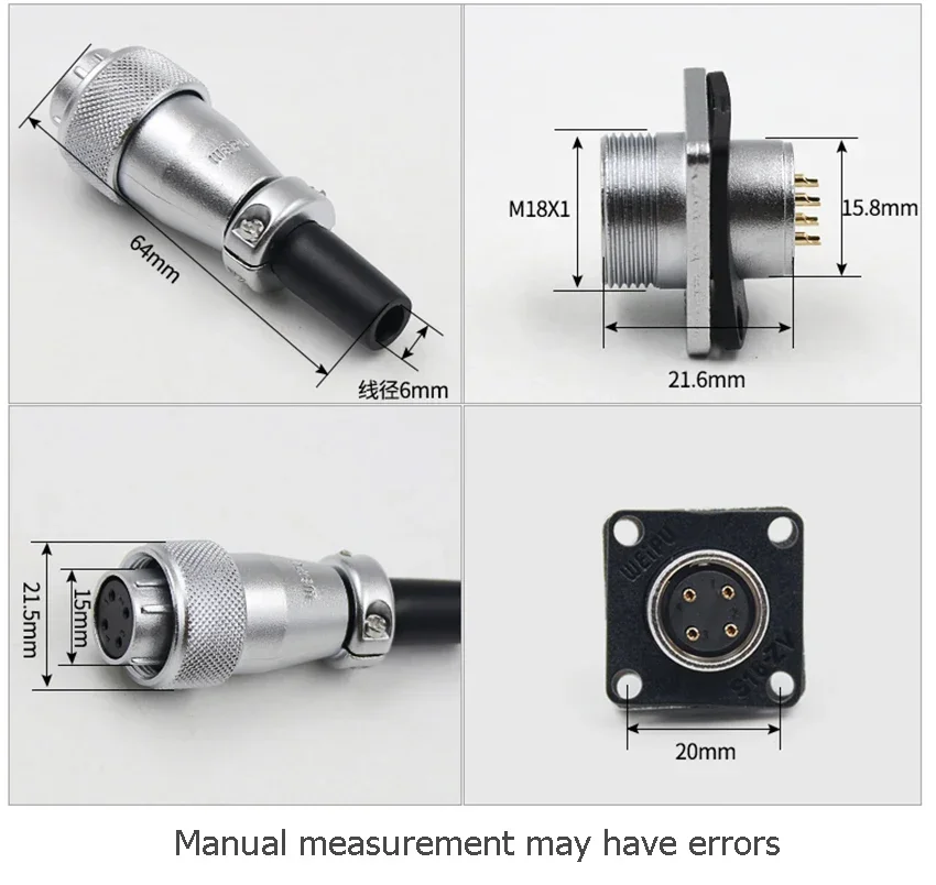 WEIPU WS16 TQ+Z 2P 3P 4P 5P 7P 9P 10Pin Female Plug Male Socket 16MM Wire Panel Connector Adapter For Boat Ship Car LED Deck