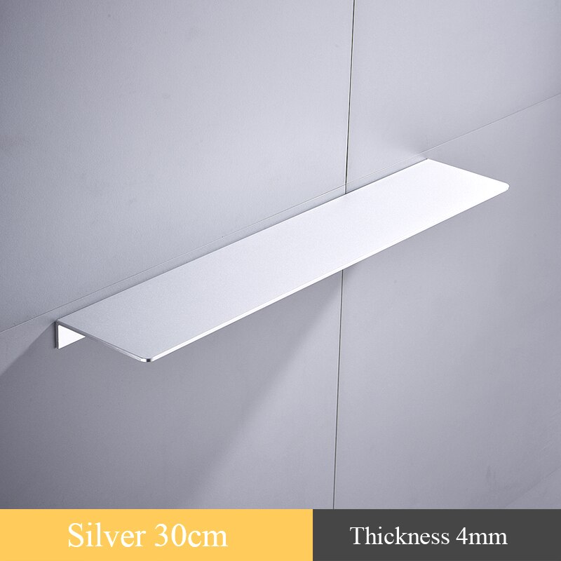 Sort hvid aluminium badeværelseshylder køkken vægmonteret hylde brusereol badeværelse tilbehør 30-50cm længde: Sølv 30cm