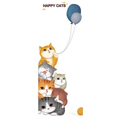 [shijuekongjian] cartoon katten muurstickers diy dieren muurstickers voor huis kinderkamer babykamer woonkamer deurdecoratie: Kattensticker 2