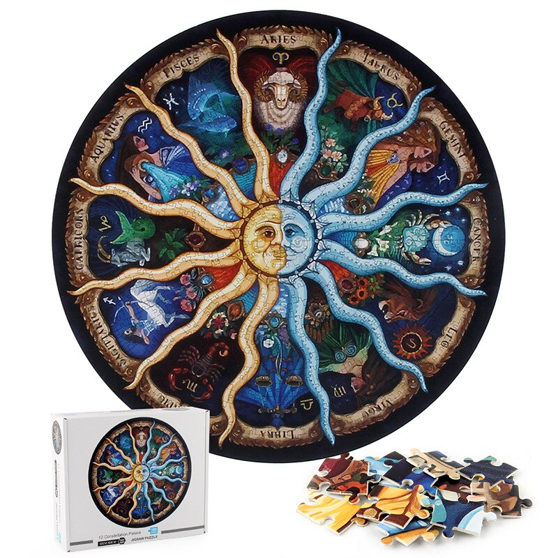 Jinletong-puzzle, 1000 -teilig, für erwachsene, tierkreiszeichen, berühmte gemälde, sternbilder, rundes puzzle, puzzles für kinder