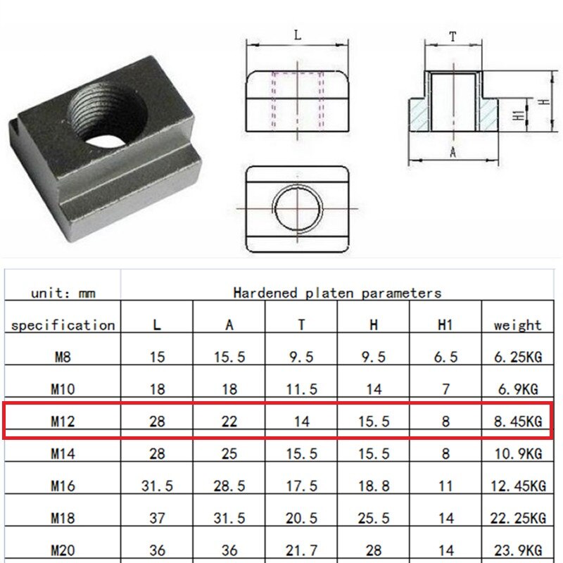 Hardening Milling Machine Clamping Set 58pcs Mill Clamp Kit Vice M12