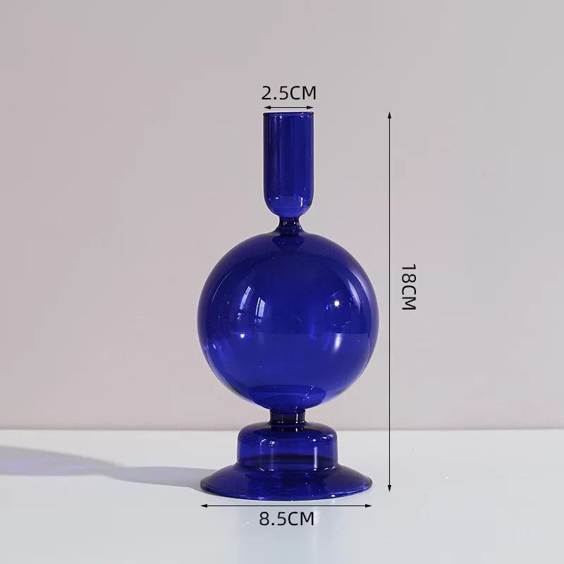 Suporte de vela nordic decoração para casa vaso de mesa acessórios de decoração de casamento castiçal de vidro vaso azul recipiente de vidro: F