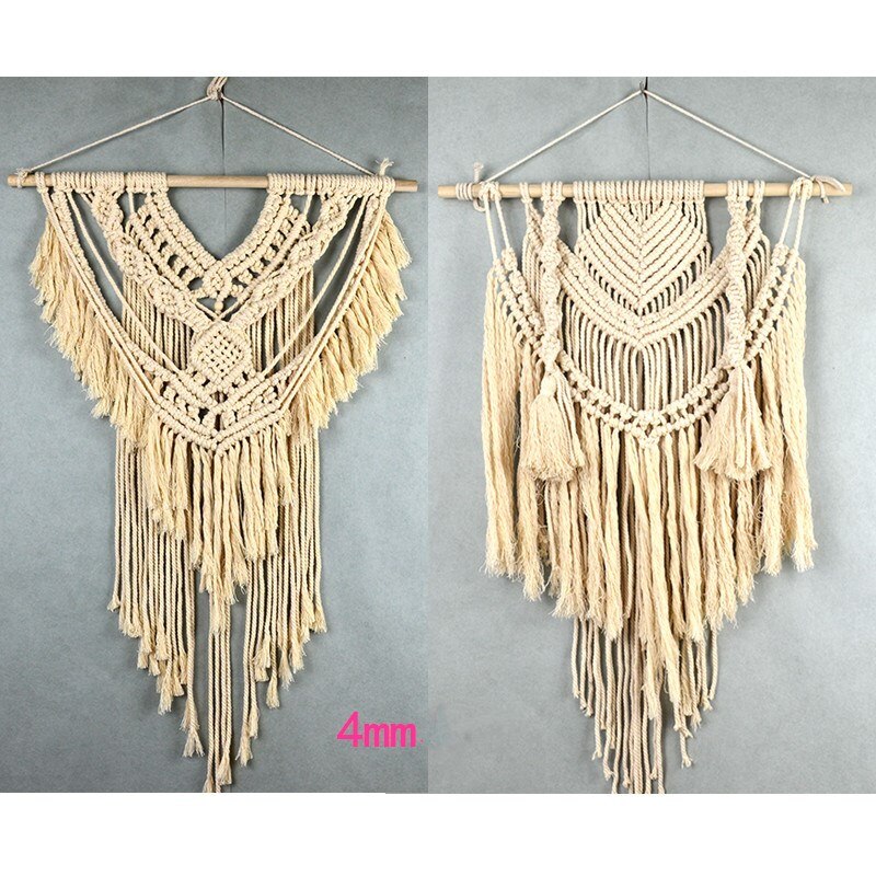 Cordones de algodón 100% Beige natural, cuerda gruesa trenzada para manualidades hechas a mano, bolsa, posavasos, accesorios de decoración del hogar, 3 partes