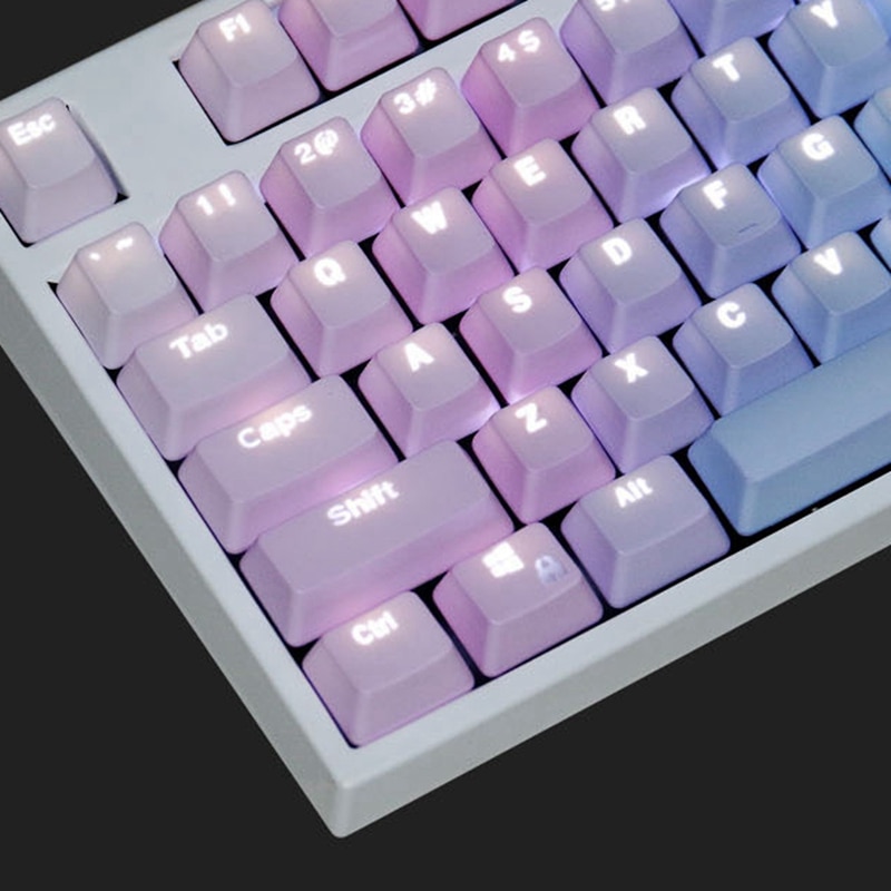 104 PBT Keycaps Set for Mechanical Gaming Keyboard - Gradient Ramp Colorful Keycaps for IKBC/Cherry
