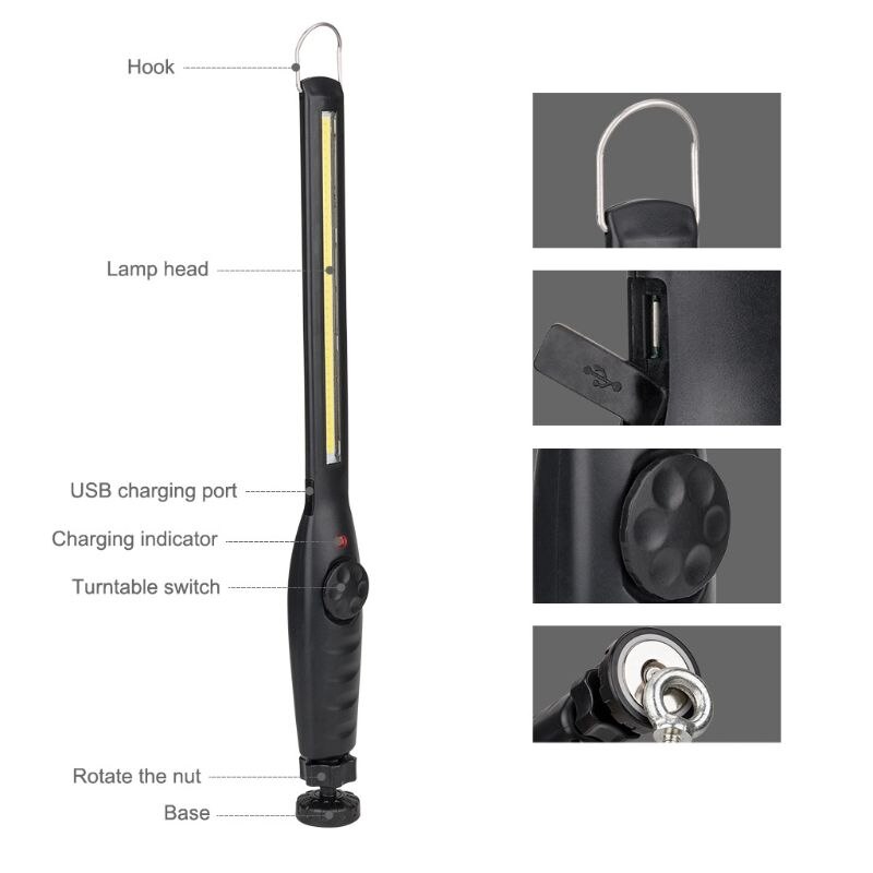 Astro Pneumatic COB LED Slim Light USB Rechargeable 410 Lumens Auto Inspection Lamp U1JE