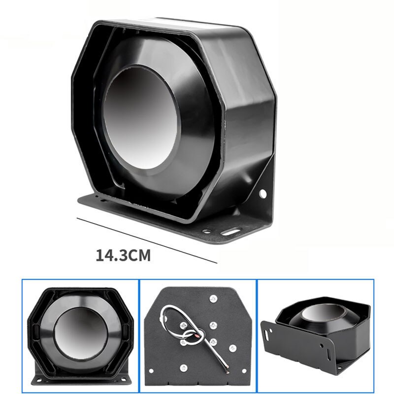 12V 200W 9 Tone Car Warning Alarm System Police Siren Horn Square Speaker with MIC System Wireless Remote Control accessories: 200W Speake B