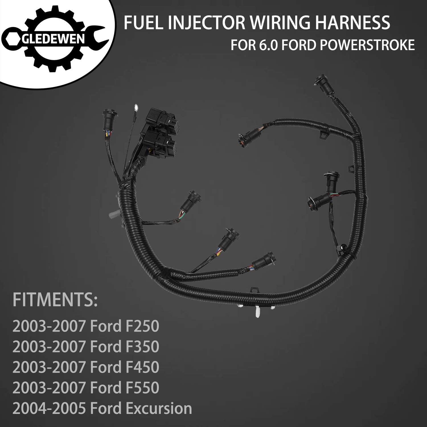 Engine Fuel Injector Complete Wire with Pigtail Wiring Harness Fits Ford Powerstroke 6.0L Diesel Replace 5C3Z9D930A 5C3Z-9D930-A
