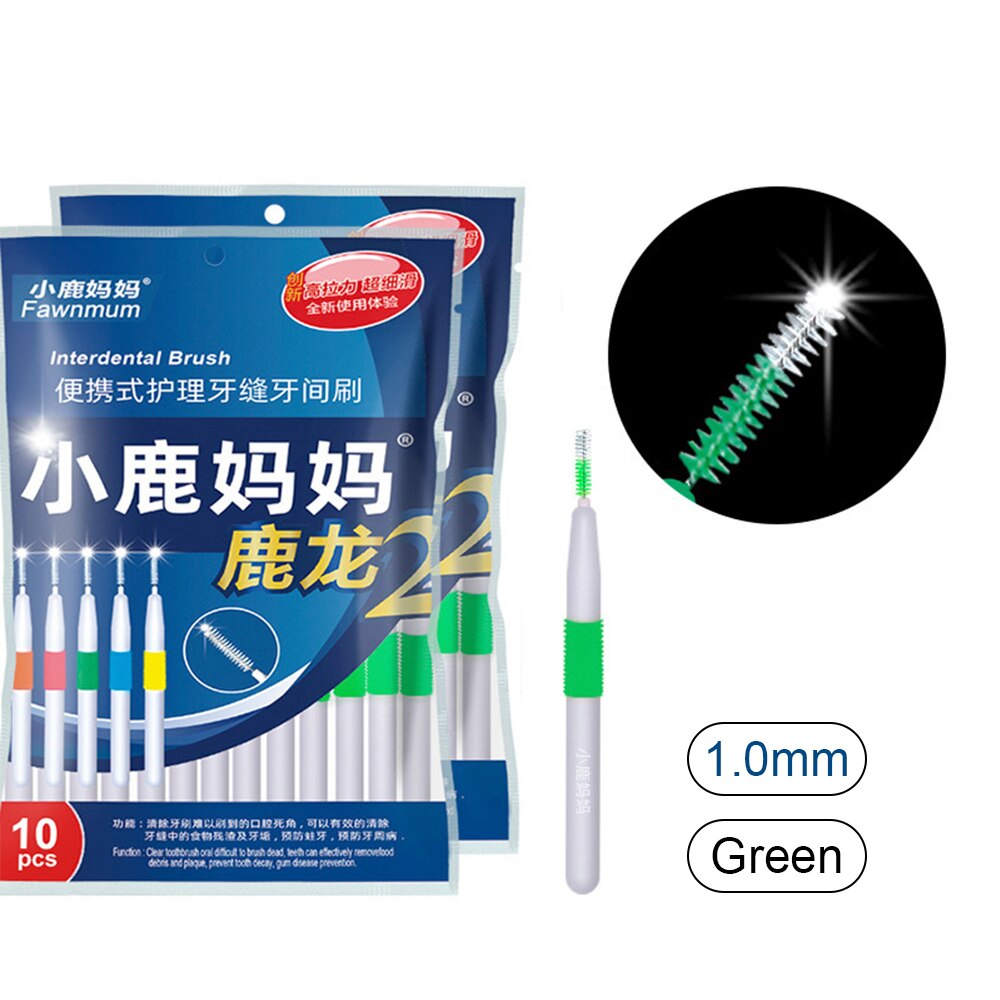 10 Stuks Rager Twee-Kleur Haren Volwassen Tandenborstel L-Vorm Tandenstokers Bretels Borstel Schoon Tand Oral Care tool: 1.0MM