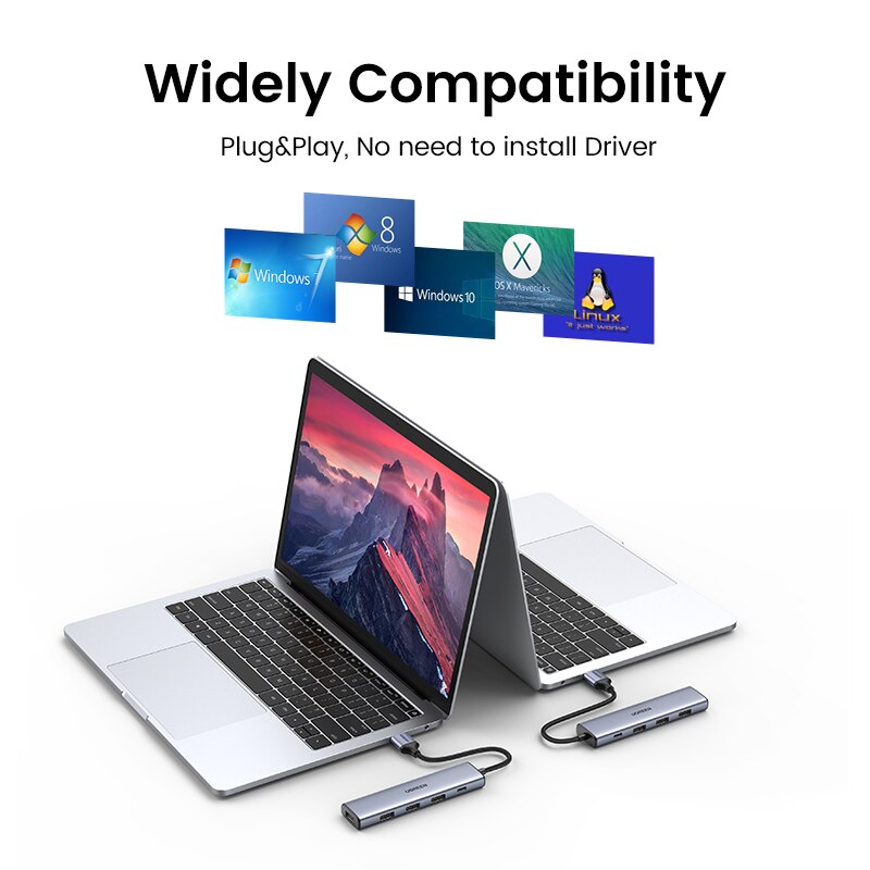 Ugreen-concentrador de red USB 3,0 tipo C para Macbook Pro Air M1, Accesorios para ordenador portátil, adaptador USB C, expansor, estación de acoplamiento divisor