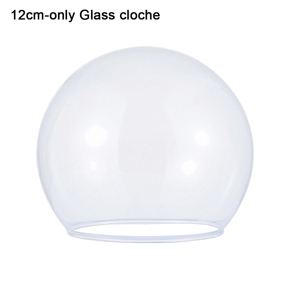 1Pcs Sferische Glas Cloche Jar Display Stand Cover Terrarium Fles Met Houten Base Acryl Stofkap Display Box Bloem doos: 12cm-Glass cloche
